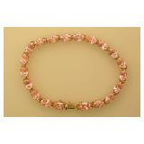 10K yellow gold pink Morganite 7" tennis bracelet,