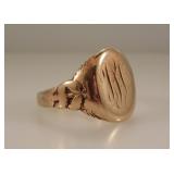 10K yellow gold signet ring, size 9,