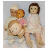 3 Vintage composition baby dolls, tallest 24"
