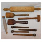 Vintage wooden items: Butter paddle - Masher -
