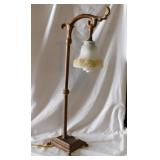 Arty Nouveau-style bridge desk lamp w/ frosted