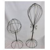 2 wire metal hat stands - Primitive basket -