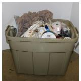 Tote of craft ribbons & fabrics: lace - fringe -