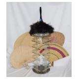 10 woven palm leaf paddle hand fans -