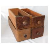 4 vintage wooden sewing machine drawers