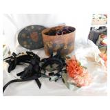 Oval-shaped decorative storage box w/ costume &