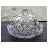 Lovely cut crystal butter dish w/ dome lid