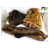 3 vintage fur stoles