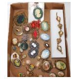 Cameo jewelry: Brooch pins - Bracelet - Necklaces
