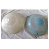 2 vintage glass ceiling light shades: