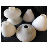 5 vintage milk glass lamp shades