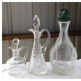 3 antique crystal cruets
