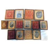 7 antique daguerreotype photos in cases,