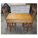 Primitive double drop leaf dining table - 2 oak