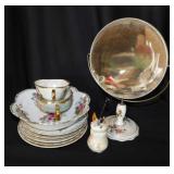 Porcelain vanity mirror - Antique hat pin holder