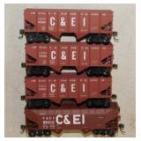 9 railroad train coal cars