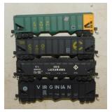8 railroad train coal cars