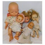5 Vintage baby dolls w/ vinyl heads, tallest 15"