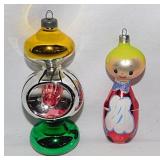 2 rare vintage blown glass figural Christmas tree