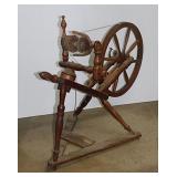 Antique wooden spinning wheel