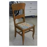 Antique oak dining chair w/ tapestry seat