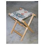 Folding chair w/ tapestry seat - Vintage walnut