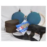 2 military bullseye canteens, one is antique -