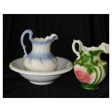 2 ceramic pitchers & wash basin