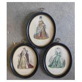 5 antique Godey fashion prints in frames & more