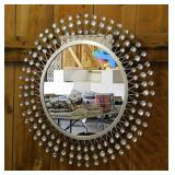 Round sunburst wall mirrors w/ faceted acrylic