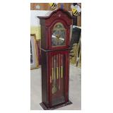 Cherry finish quartz Grandfather clock, 65" tall,