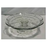 1980 Anchor Hocking Savannah glass pedestal cake