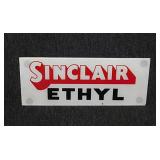 Vintage Sinclair Ethyl glass gas pump panel sign,
