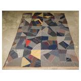 1916 hand stitched wool crazy quilt