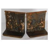 Pair of cast iron spinning wheel bookends, 4.5"