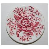 Peony Booths England red transferware butter pat