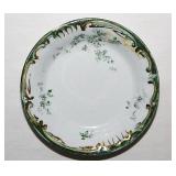 Gilded green floral transferware porcelain