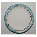 Gilded floral porcelain butter pat w/ turquoise