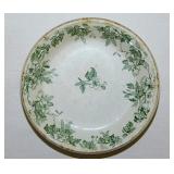 Green floral transferware butter pat, unmarked