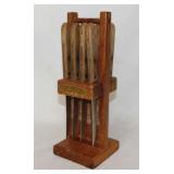 Vintage Regent Sheffield wooden knife block w/