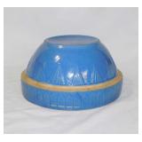 Antique blue picket fence sawtooth stoneware crock