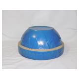 Antique blue picket fence sawtooth stoneware crock