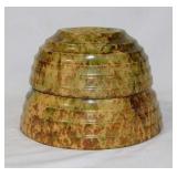2 Morton Pottery Woodland spongeware beehive