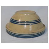 Antique yellowware blue band stoneware crock