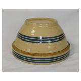 Antique yellowware blue band stoneware crock