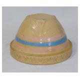 Antique McCoy yellowware blue & pink bands square