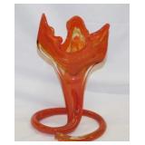 Hand blown art glass vase, 12" tall