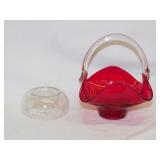 Viking red handkerchief glass basket