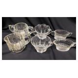 3 vintage glass creamer & sugar bowl sets: