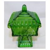 Vintage Jeannette Glass Green Wedding Cake Box